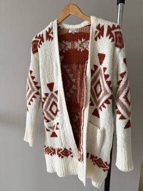 🔴 Spring Red Dot Sale Cozy Aztec Open-Front Cardigan Sweater